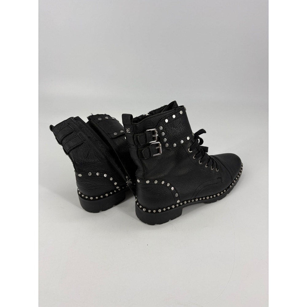 Sam Edelman Black Combat Boots with Silver Studs